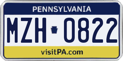 PA license plate MZH0822