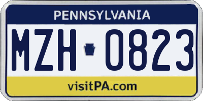 PA license plate MZH0823
