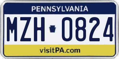 PA license plate MZH0824