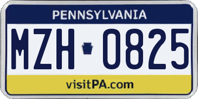PA license plate MZH0825