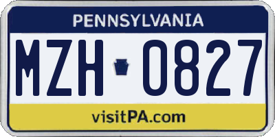 PA license plate MZH0827