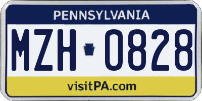 PA license plate MZH0828