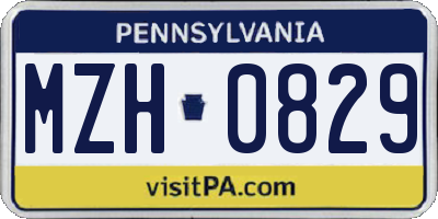 PA license plate MZH0829