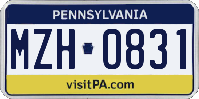 PA license plate MZH0831