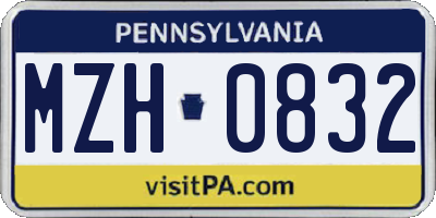 PA license plate MZH0832