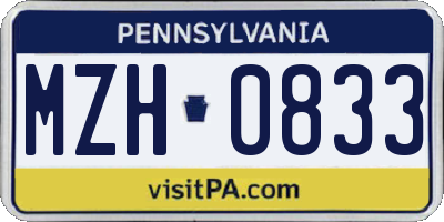 PA license plate MZH0833