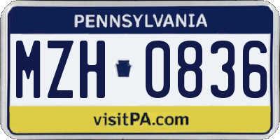 PA license plate MZH0836