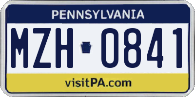 PA license plate MZH0841