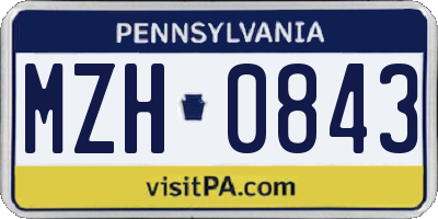 PA license plate MZH0843
