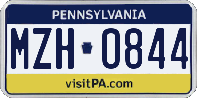 PA license plate MZH0844