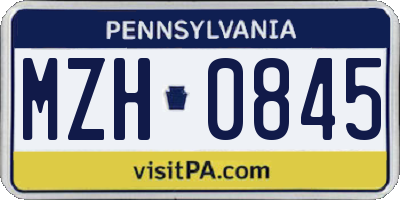 PA license plate MZH0845