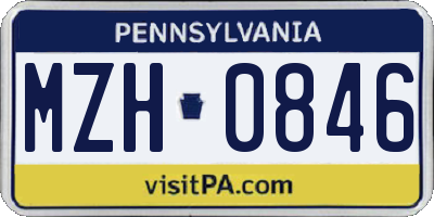 PA license plate MZH0846