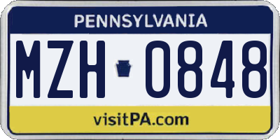 PA license plate MZH0848