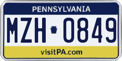 PA license plate MZH0849