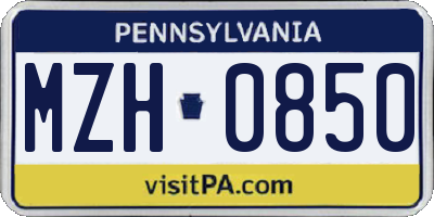 PA license plate MZH0850