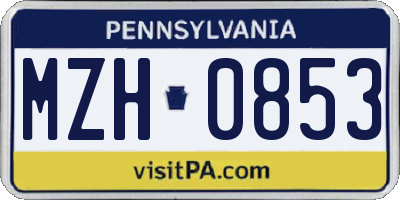 PA license plate MZH0853