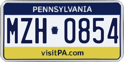 PA license plate MZH0854