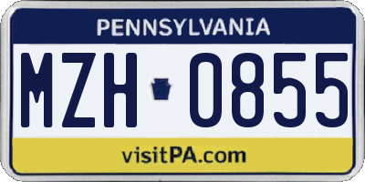 PA license plate MZH0855