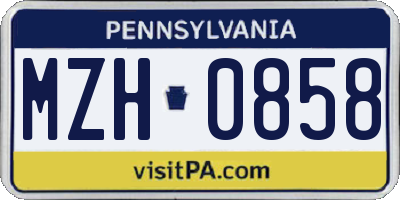 PA license plate MZH0858