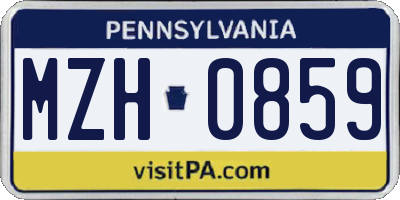 PA license plate MZH0859