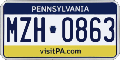 PA license plate MZH0863