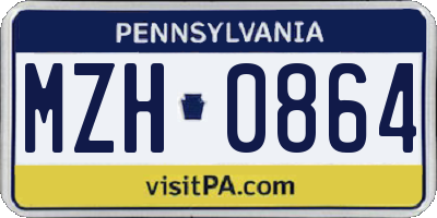 PA license plate MZH0864