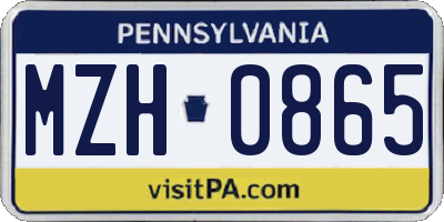 PA license plate MZH0865