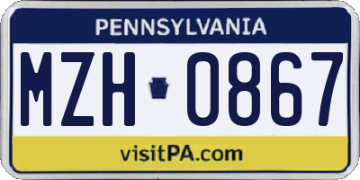 PA license plate MZH0867