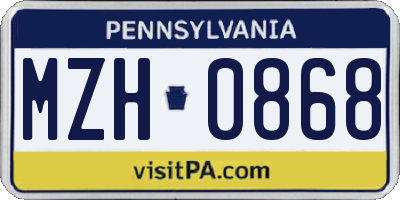 PA license plate MZH0868