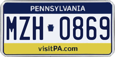 PA license plate MZH0869
