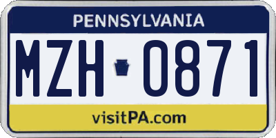 PA license plate MZH0871