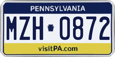 PA license plate MZH0872