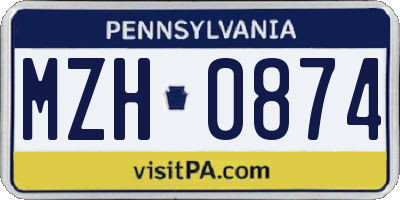 PA license plate MZH0874