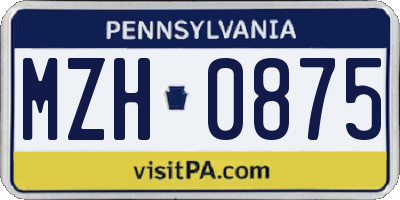 PA license plate MZH0875