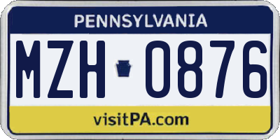 PA license plate MZH0876