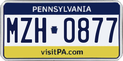 PA license plate MZH0877