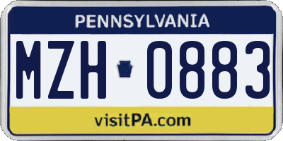 PA license plate MZH0883
