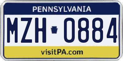 PA license plate MZH0884