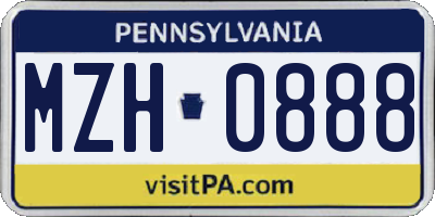 PA license plate MZH0888