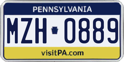 PA license plate MZH0889