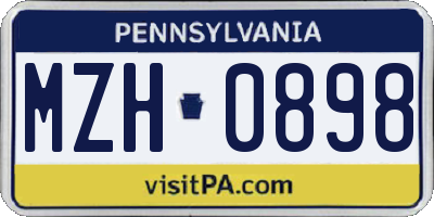 PA license plate MZH0898