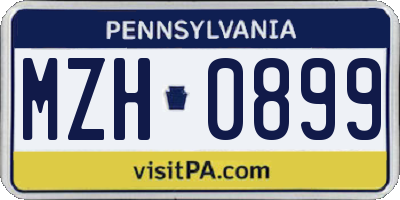 PA license plate MZH0899