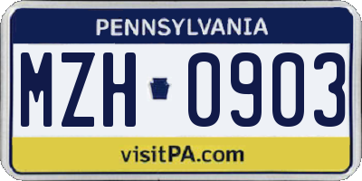 PA license plate MZH0903