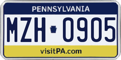 PA license plate MZH0905