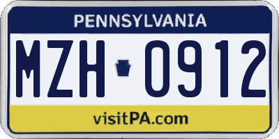 PA license plate MZH0912