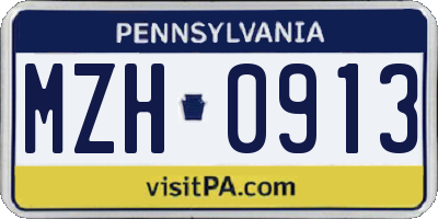 PA license plate MZH0913