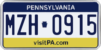 PA license plate MZH0915