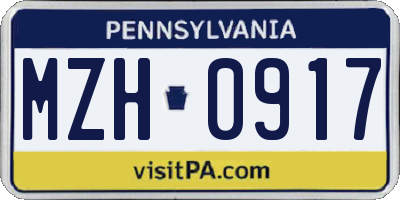 PA license plate MZH0917