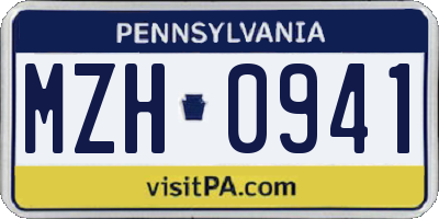 PA license plate MZH0941