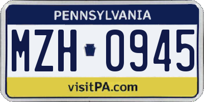 PA license plate MZH0945